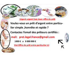 Avez-vous besoin d'un prêt auprès d'une organisation de prêt pour particulier légal